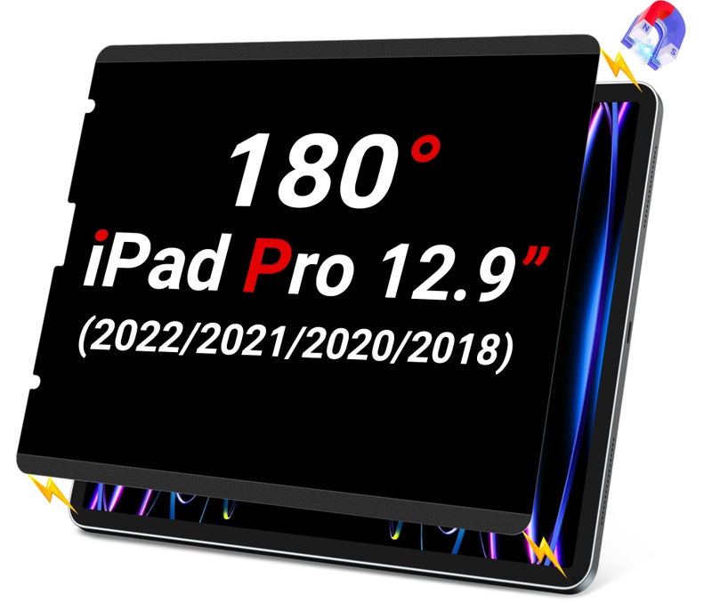 ZOEGAA Privacy Screen Protector iPad Pro 12.9, Privacy Screen Protector Compatible with iPad Pro 12.9 (2022/2021/2020/2018 Models), Magnetic Removable & Reusable Anti Blue Light Filter - Image 1