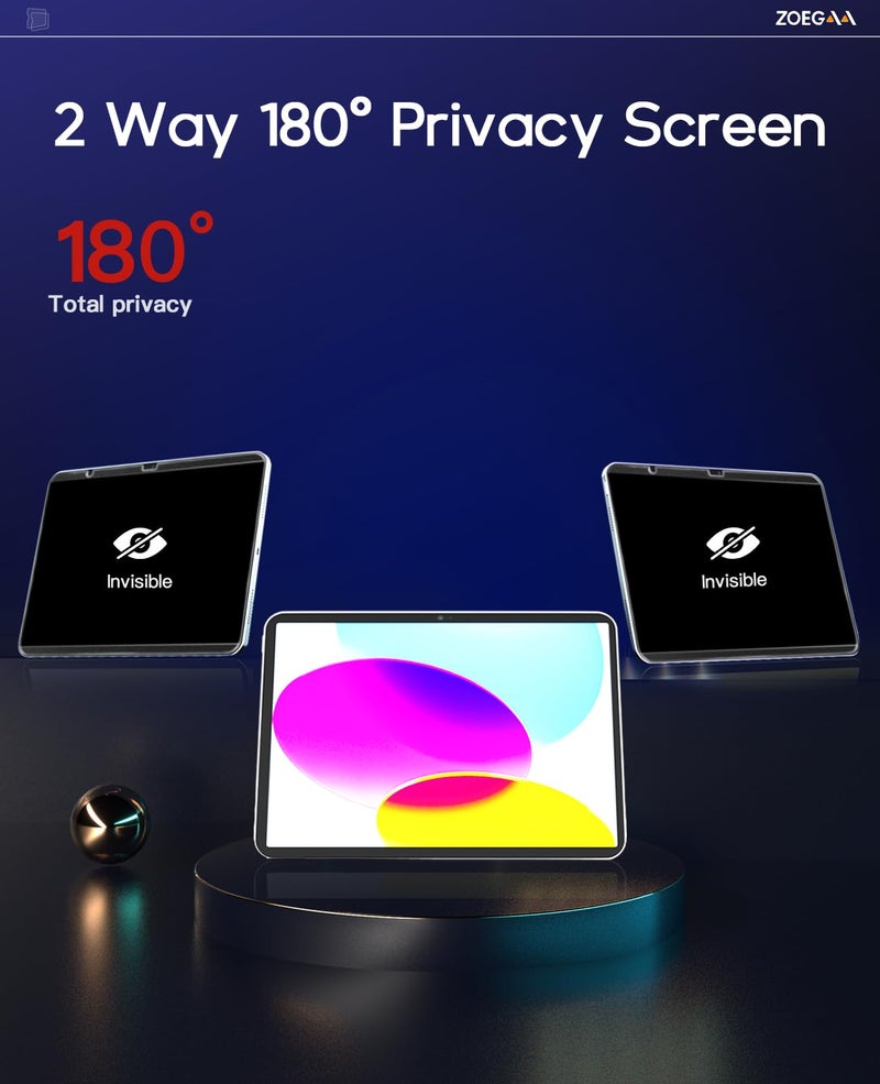 ZOEGAA Privacy Screen Protector iPad Pro 12.9, Privacy Screen Protector Compatible with iPad Pro 12.9 (2022/2021/2020/2018 Models), Magnetic Removable & Reusable Anti Blue Light Filter - Image 3