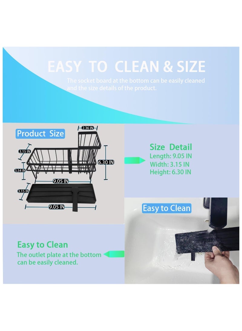 LEFAFA Sponge Holder for Kitchen Sink, Rustproof Stainless Steel Sink Caddy with Removable Drip Tray and Brush Holder Towel Rack, Kitchen Accessories for Countertop Dish Soap Dispenser Storage  - Image 3