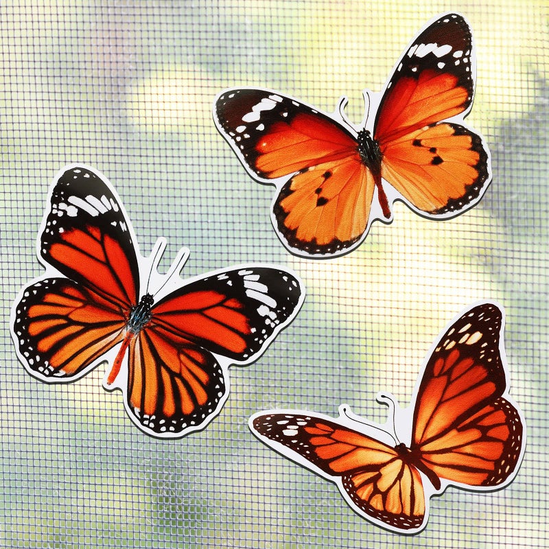 Fiada 6 Pcs Butterfly Screen Door Magnets Flexible Double Sided Door Magnets Decorative Protectors for Sliding Screen Doors Prevent People  Pets from Running into WindowsRedRetro Style