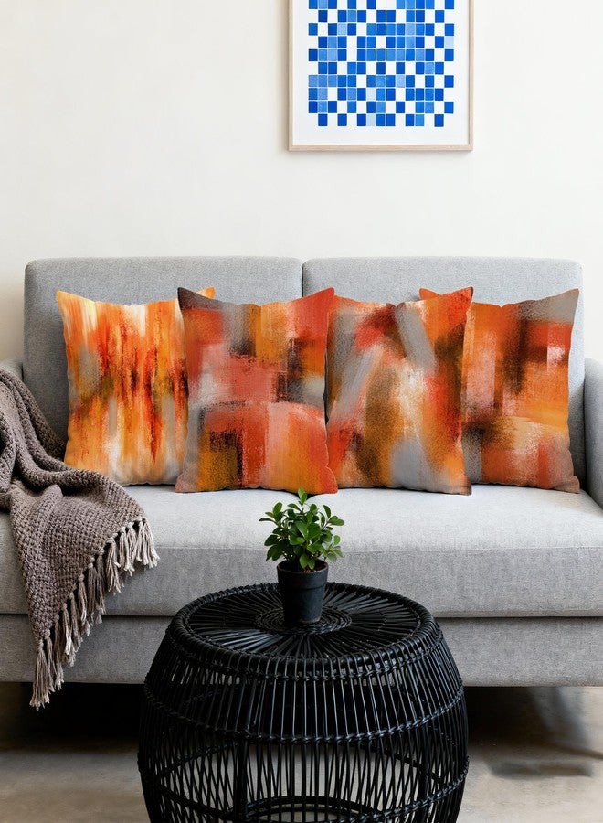 Hexagram Burnt Orange Pillow Covers 18x18 Set of 4, Decorative Outdoor Modern Orange Throw Pillow Covers, Farmhouse Cushion Case for Couch Sofa Indoor Home Bedroom Living Room Decor(No Insert) - Image 2