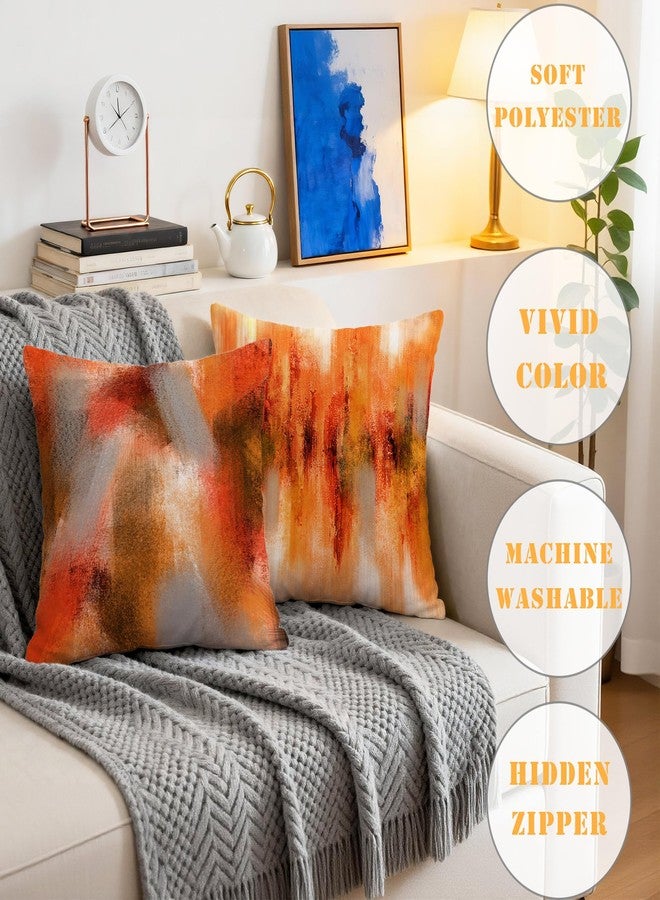 Hexagram Burnt Orange Pillow Covers 18x18 Set of 4, Decorative Outdoor Modern Orange Throw Pillow Covers, Farmhouse Cushion Case for Couch Sofa Indoor Home Bedroom Living Room Decor(No Insert) - Image 4