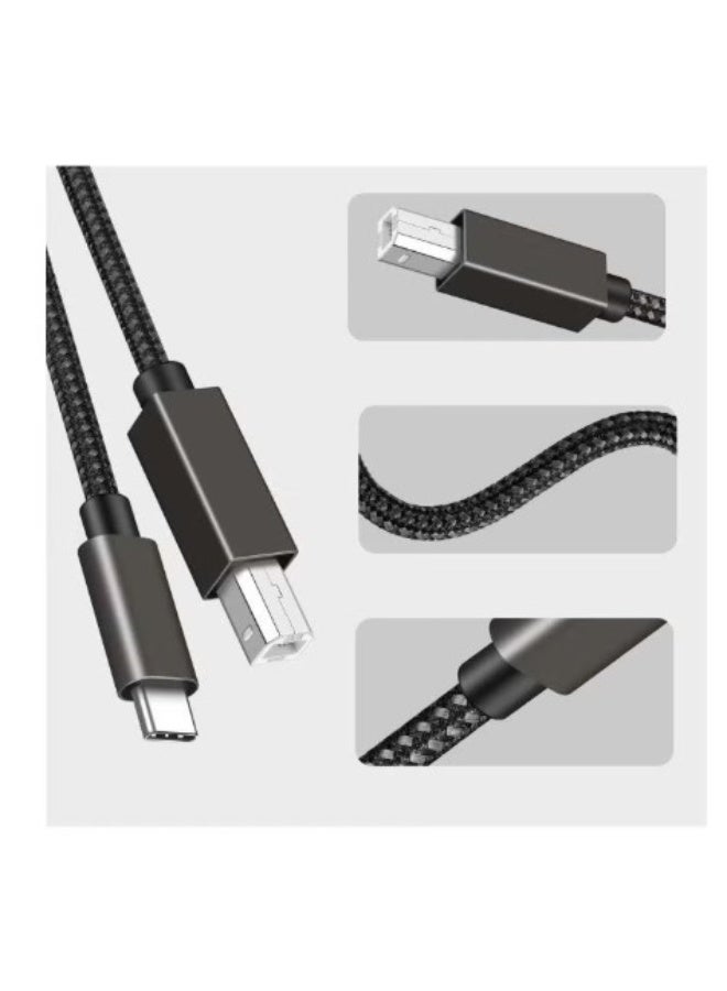 Terabyte 1.5M Cable Type C Printer to USB 2.0 Nylon Braided, Cable compatible with Canon Epson HP Lexmark Laptop Mobile Phone Printing and other Usb A/B Devices Data Connection Midi Cable, Printer Scanner Cord - Image 2