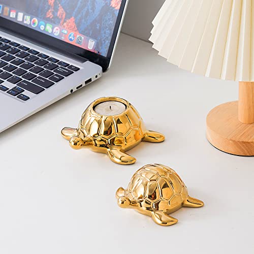 TQUPT Golden Turtle Statue, Ceramic Turtle Ornament for Home Decor - Gold Tabletop Decoration, Collectible Decor for Elderly, Turtle Sculpture for Bookshelf, Desk, Nightstand - Image 5