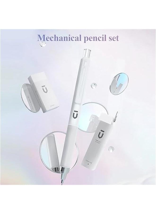 Arabest - White Mechanical Pencil Set - 3PCS 0.5mm Drafting Pencils with HB Lead Refills, Eraser and Comfortable Grip for Writing, Drawing, and Sketching by Students - Image 1