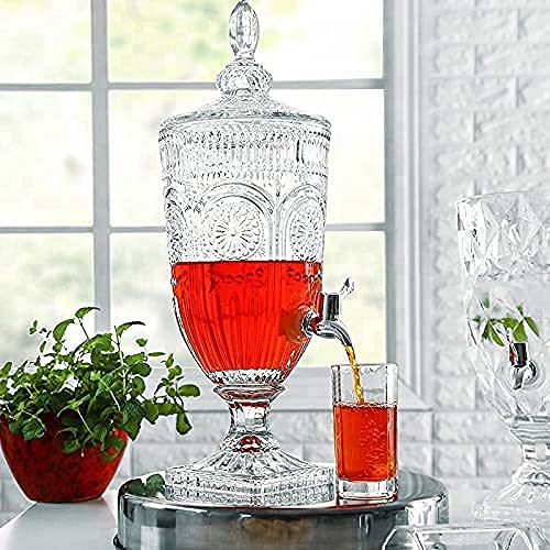 Ezalla Dispenser Glass Cold Water Mason Jar Beer Dispenser Clear Beverage Drink Dispenser Mason Jar Glass Pitcher with tapSpigot and Steel lid 2 Liter Crystal Detox 2 Liter Pack of 1 - Image 3