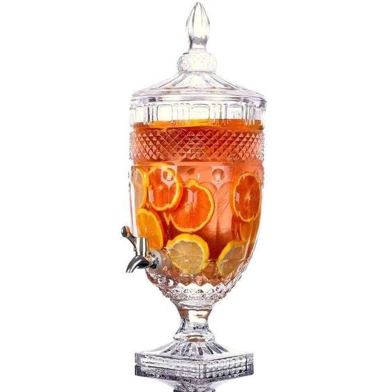 Ezalla Dispenser Glass Cold Water Mason Jar Beer Dispenser Clear Beverage Drink Dispenser Mason Jar Glass Pitcher with tapSpigot and Steel lid 2 Liter Crystal Detox 2 Liter Pack of 1 - Image 1