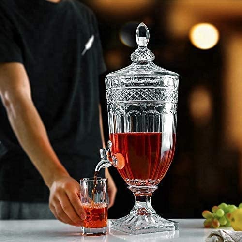 Ezalla Dispenser Glass Cold Water Mason Jar Beer Dispenser Clear Beverage Drink Dispenser Mason Jar Glass Pitcher with tapSpigot and Steel lid 2 Liter Crystal Detox 2 Liter Pack of 1 - Image 4