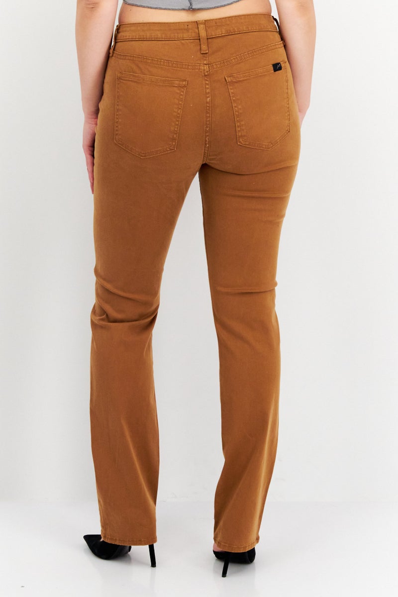 Jen 7 Women Slim Fit High Rise Straight Leg Jeans, Brown - Image 4