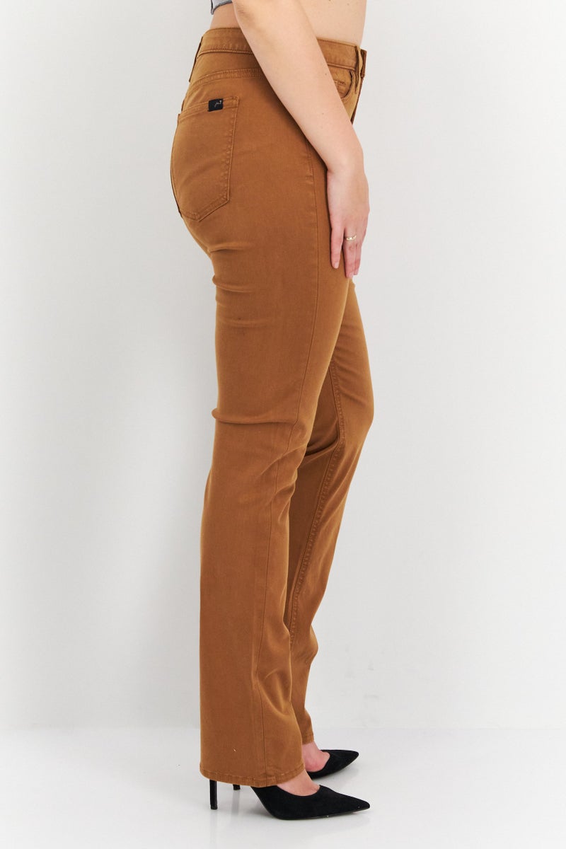 Jen 7 Women Slim Fit High Rise Straight Leg Jeans, Brown - Image 2