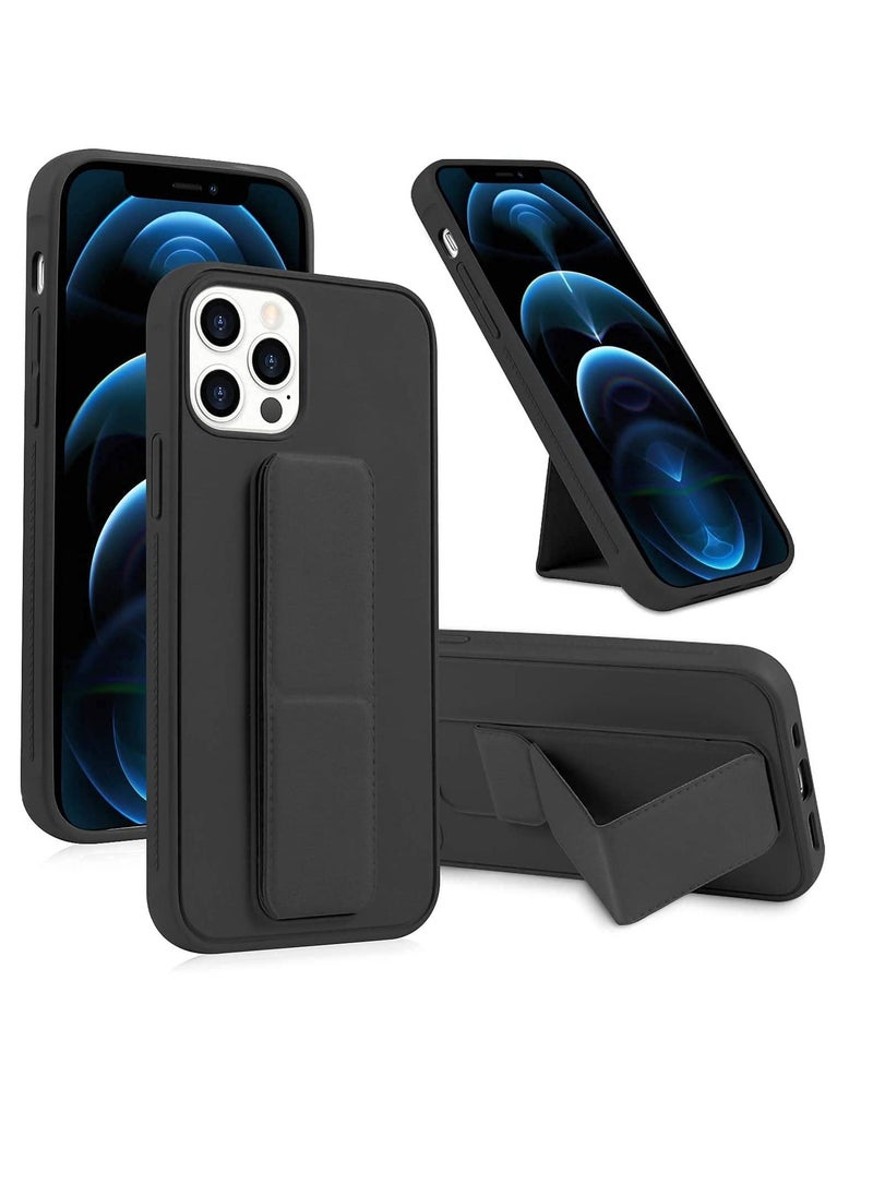 BORTONY - iPhone 14 Pro Max 6.7 Case with Magnetic Stand and Holder Premium Silicone Vertical and Horizontal Hand Strap and Grip and Multi Stand Car Mount Kickstand Case Finger Strap Cover - Image 1