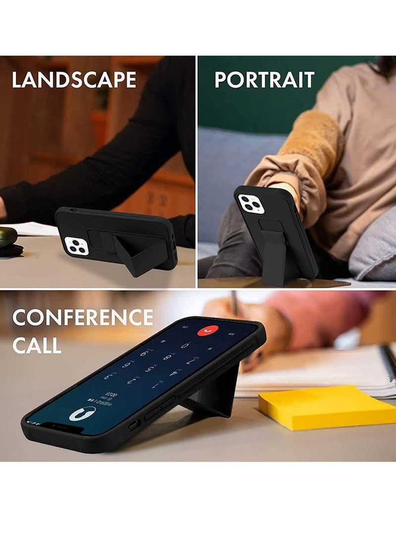 BORTONY - iPhone 14 Pro Max 6.7 Case with Magnetic Stand and Holder Premium Silicone Vertical and Horizontal Hand Strap and Grip and Multi Stand Car Mount Kickstand Case Finger Strap Cover - Image 1