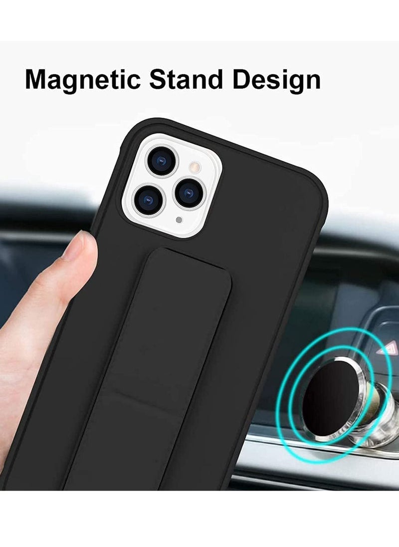 BORTONY - iPhone 14 Pro Max 6.7 Case with Magnetic Stand and Holder Premium Silicone Vertical and Horizontal Hand Strap and Grip and Multi Stand Car Mount Kickstand Case Finger Strap Cover - Image 1
