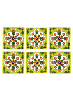 Shiv Kripa Blue Pottery Shiv Kripa Blue Pottery Home Decor Ceramic Blue Pottery Wall Tiles 4 x 4 Inch Set of 6 Tiles Multi Color 