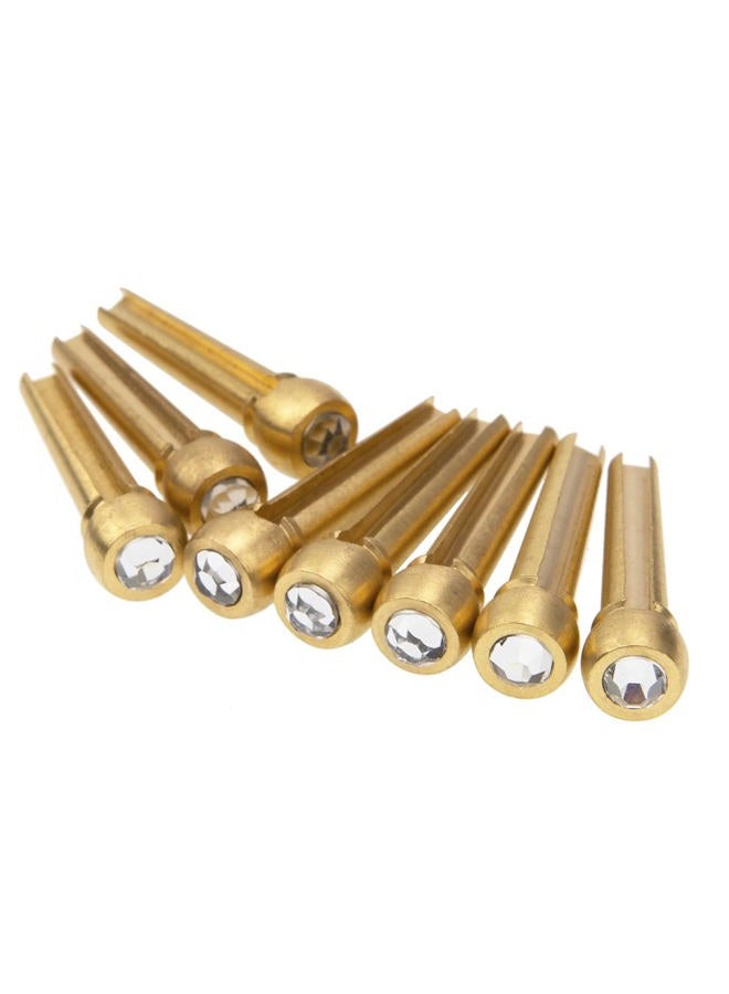Yootones 8Pcs Brass Guitar Bridge Pins Pegs Nail with Crystal Glass Dot Decor for Folk Acoustic Guitar Music Instrument Parts (White) - Image 4