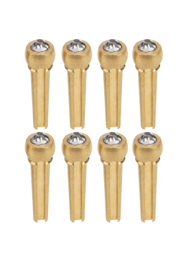 Yootones 8Pcs Brass Guitar Bridge Pins Pegs Nail with Crystal Glass Dot Decor for Folk Acoustic Guitar Music Instrument Parts (White) - Image 1