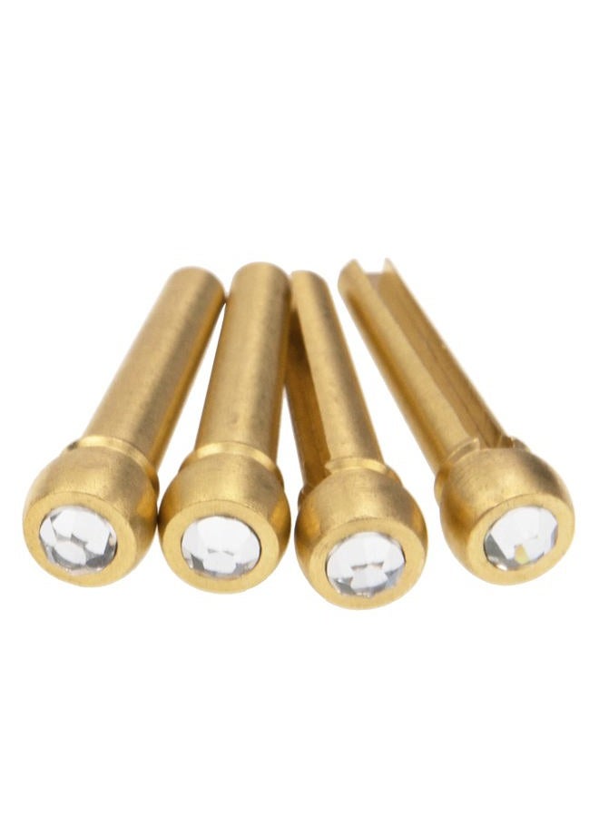 Yootones 8Pcs Brass Guitar Bridge Pins Pegs Nail with Crystal Glass Dot Decor for Folk Acoustic Guitar Music Instrument Parts (White) - Image 2
