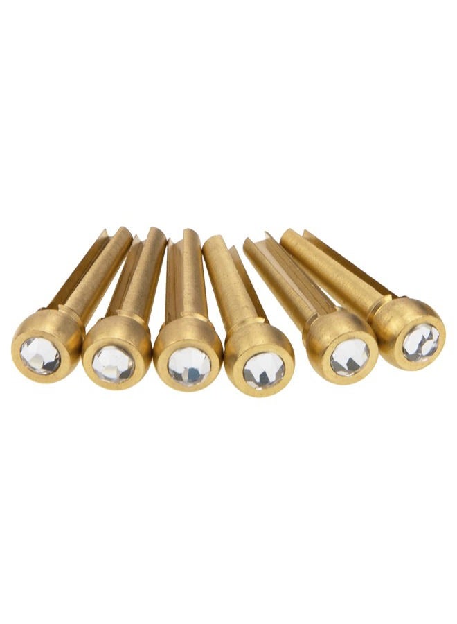 Yootones 8Pcs Brass Guitar Bridge Pins Pegs Nail with Crystal Glass Dot Decor for Folk Acoustic Guitar Music Instrument Parts (White) - Image 3