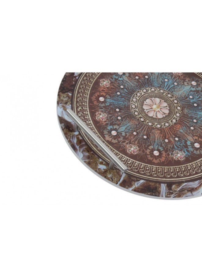 HOMEVEO Round Wooden Serving Tray Made of Wood Engraved  - Image 1