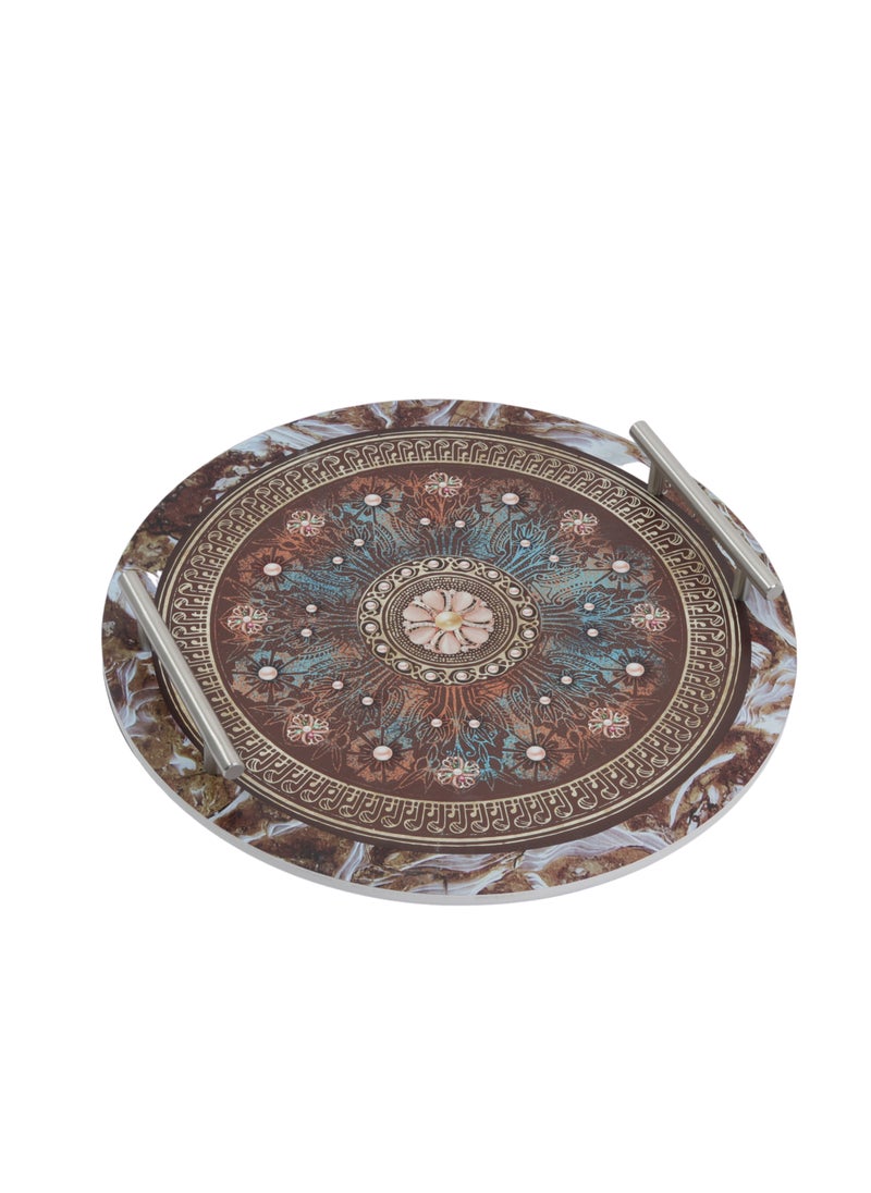 HOMEVEO Round Wooden Serving Tray Made of Wood Engraved  - Image 2