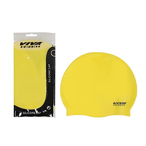 Viva Unisex Silicone Swimming Cap with Zip Pouch (Yellow) - Image 4