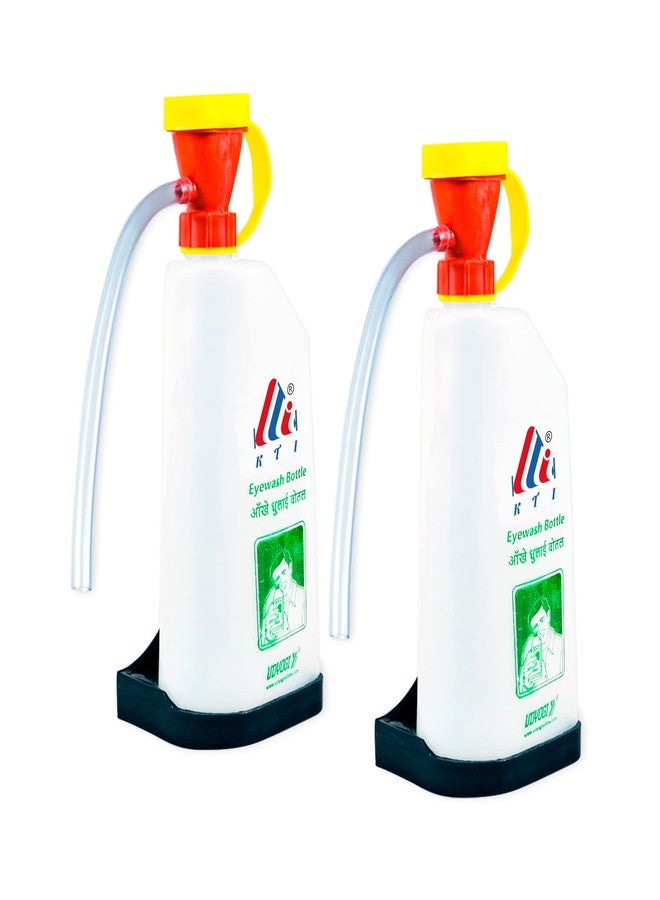 K T I® Safety Emergency Eyewash Bottle Kit for Personal Portable, Wall Mountable Eye Wash Bottle, Standard, White | Bottle Refill 500 ML (Pack of 2) - Image 1