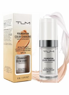 TLM Colour Changing Foundation for Different Skin Tone, Foundation Makeup Base Nude Face Liquid Full Coverage Concealer, TLM Concealer Cover Cream-30ML  - Image 1