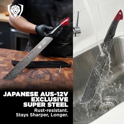 Dalstrong Slicing Knife - 11”- Scorpion Series Meat Slicing Knife Professional- Exclusive Japanese V12 Ultra™ Steel - Black Damascus - Black & Red Honeycomb Resin Handle- Brisket Slicer with Sheath - Image 3