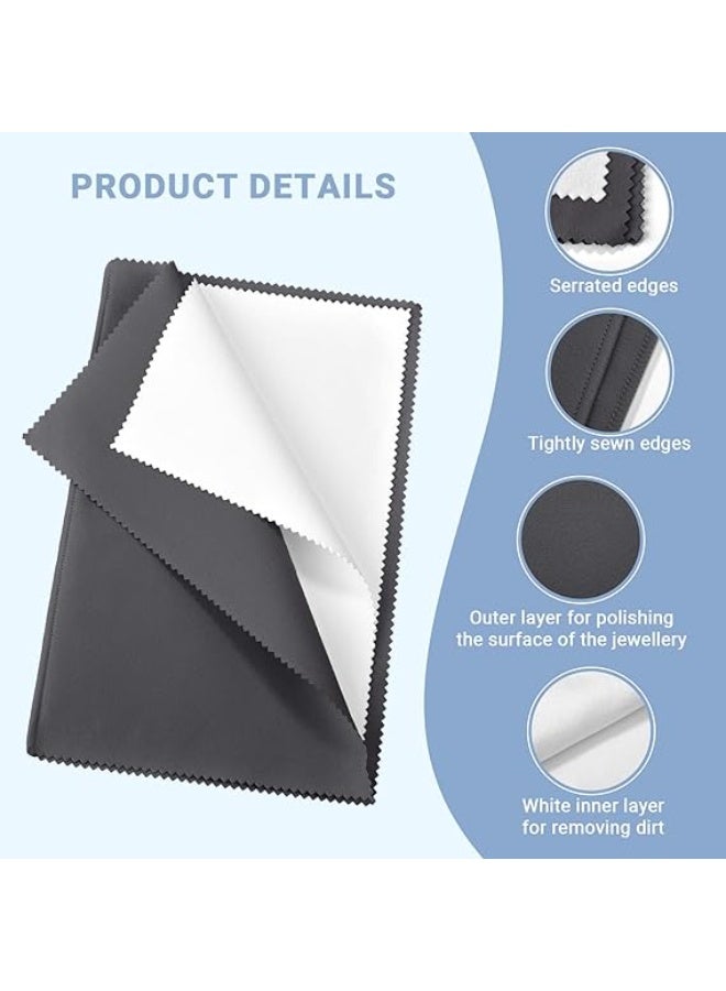 SEVENWELL 2pcs Jewelry Polishing Cleaning Cloth Large 10'' x 12'' for Sterling Silver Jewelry Gold, Diamond, Platinum, Precious Stones, Coins (Gray) - Image 2