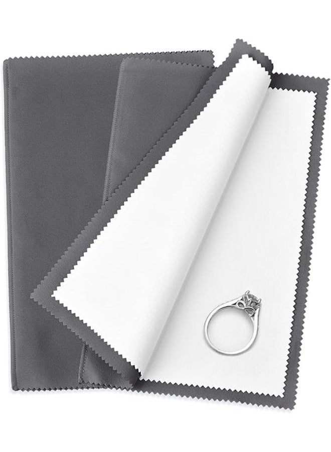 SEVENWELL 2pcs Jewelry Polishing Cleaning Cloth Large 10'' x 12'' for Sterling Silver Jewelry Gold, Diamond, Platinum, Precious Stones, Coins (Gray) - Image 1