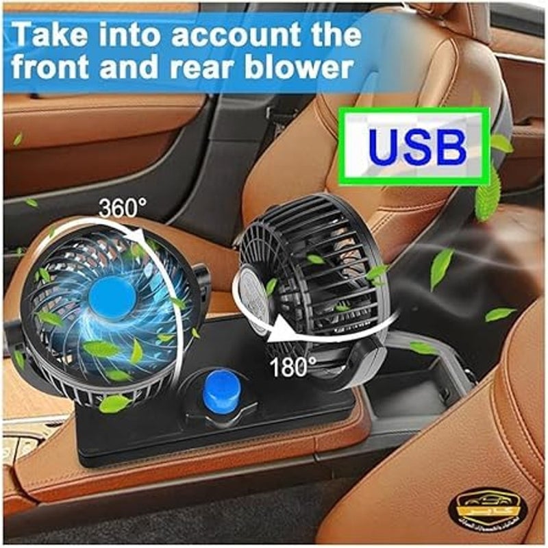 ALKAYAN Car Fan 12V 360° Rotatable Dual Head Dual Speed Quiet Powerful Dashboard Air ... - Image 4