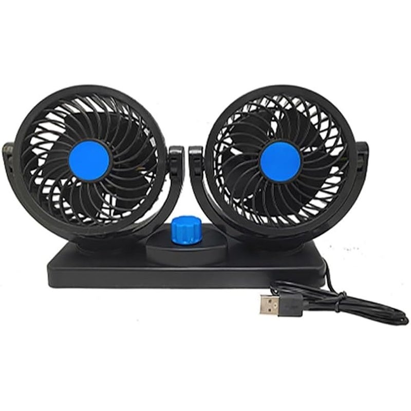 ALKAYAN Car Fan 12V 360° Rotatable Dual Head Dual Speed Quiet Powerful Dashboard Air ... - Image 2