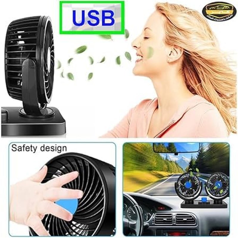 ALKAYAN Car Fan 12V 360° Rotatable Dual Head Dual Speed Quiet Powerful Dashboard Air ... - Image 5