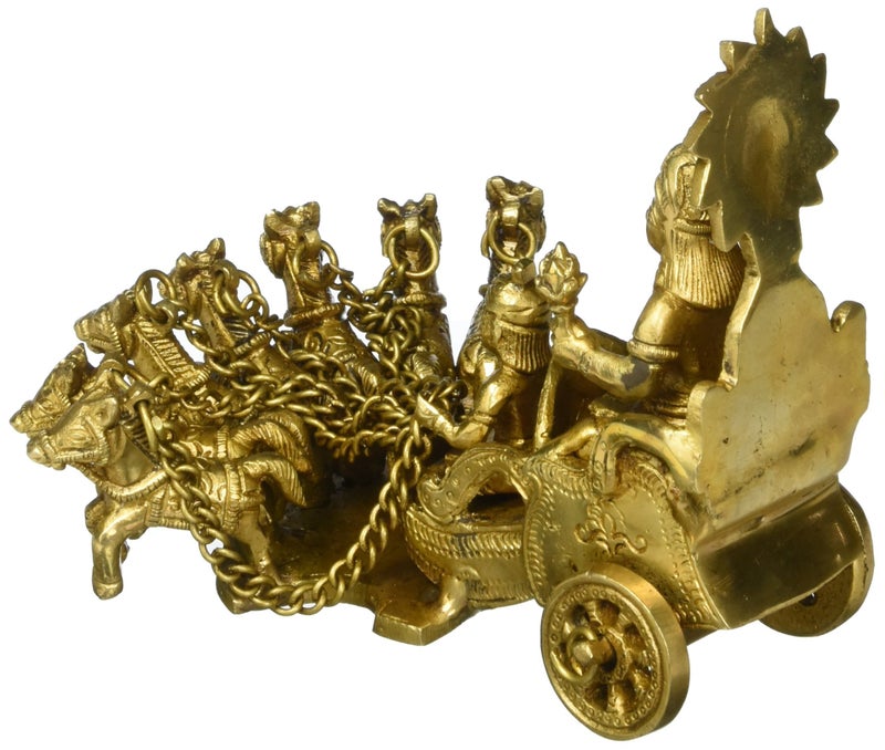Idol Collections Dattatreya Lord Surya on His Seven Horses Chariot - Brass Statue, Height : 5.5 inches - Image 2