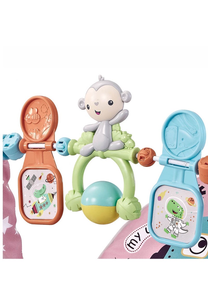 Factory Price Printed Baby Rocker With Soothing Music,  Calm Vibrations and Removable Toys - Space Pink - Image 5