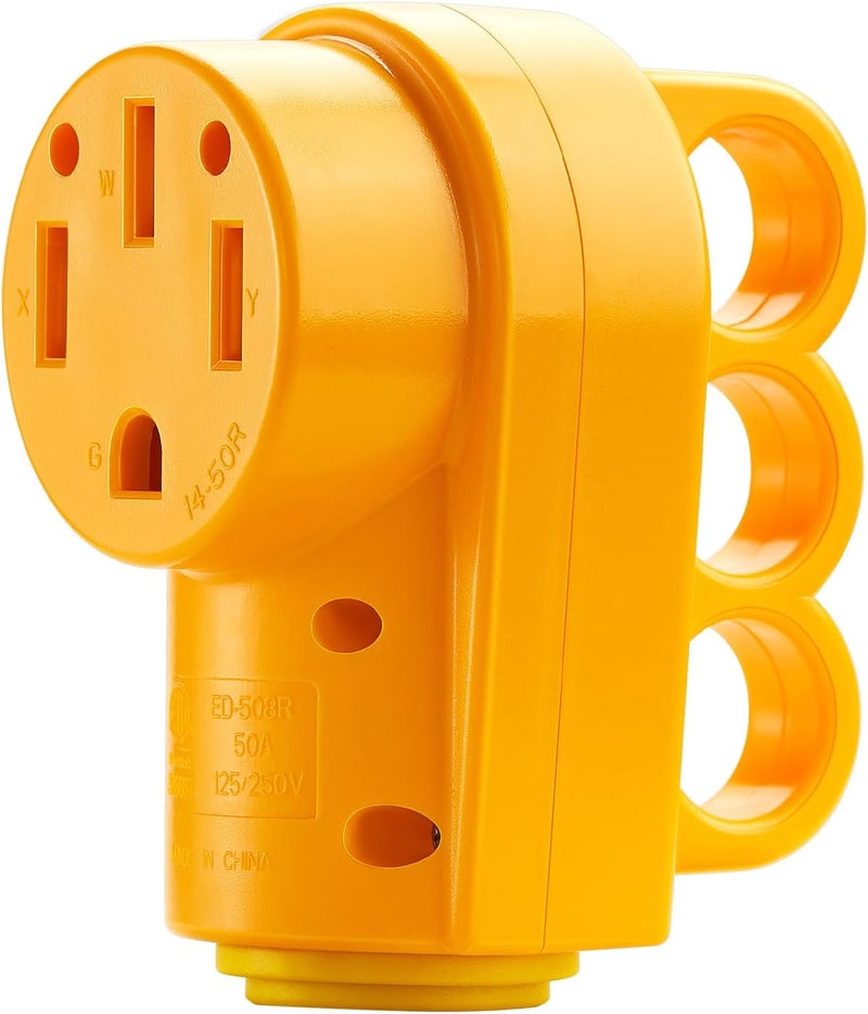 Kohree 50 Amp RV Plug Female, RV Receptacle Heavy Duty Replacement 125/250V, NEMA 14-50R Plug with Ergonomic Grip Handle for RV Camper Caravan Motorhome Van Trailer - Image 1