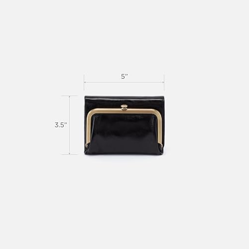HOBO Robin Leather Compact Trifold Wallet with Zip Pocket, Cash Money Slot, Credit Card Organizer, and Fashion Frame Coin Pouch, Black - Image 5