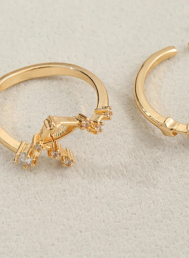 Take Two  Set of 2 - Gold Embellished Rings for Women | Best Price UAE