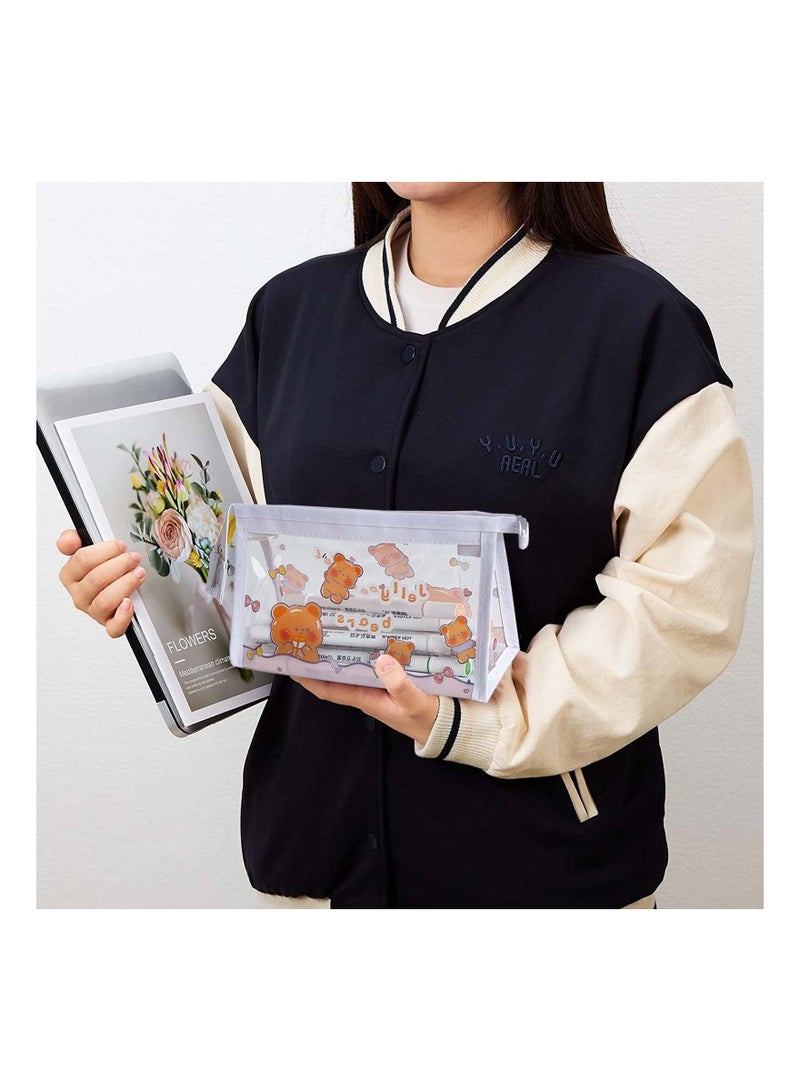 2 Pack Clear Pencil Pouch for Exams, Waterproof PVC Zipper Bag, Portable Stationery  Makeup Organizer for Teens  Adults - Image 5