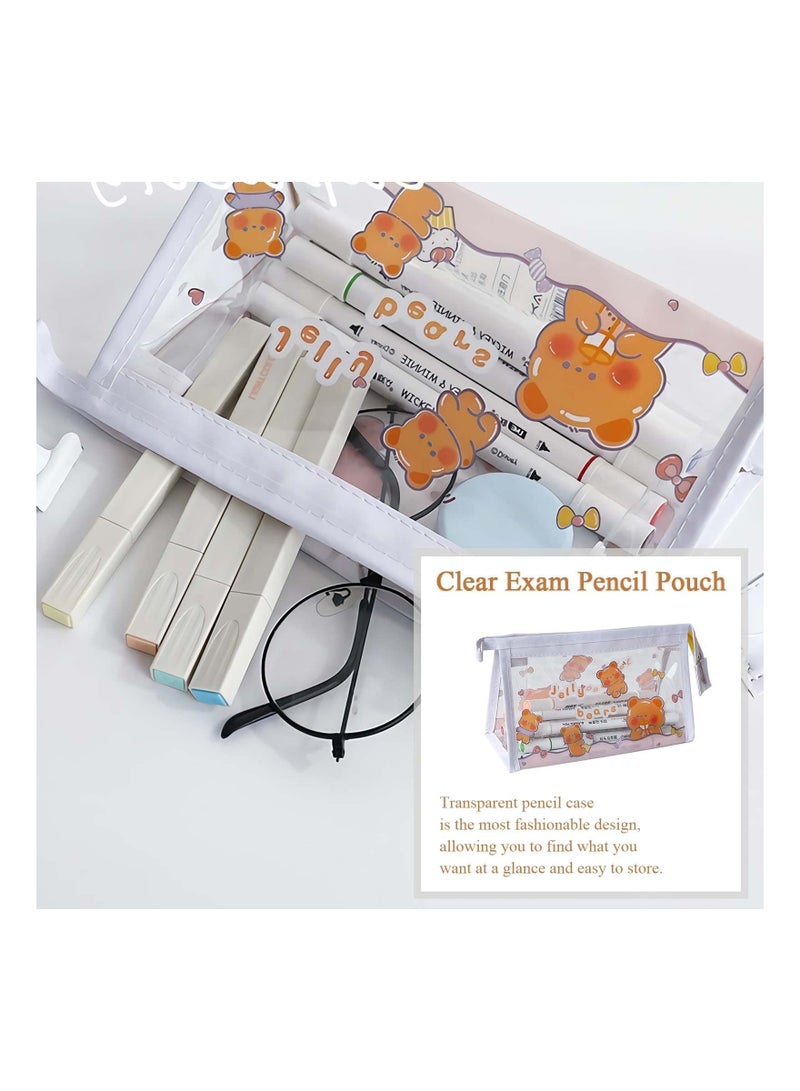 2 Pack Clear Pencil Pouch for Exams, Waterproof PVC Zipper Bag, Portable Stationery  Makeup Organizer for Teens  Adults - Image 3