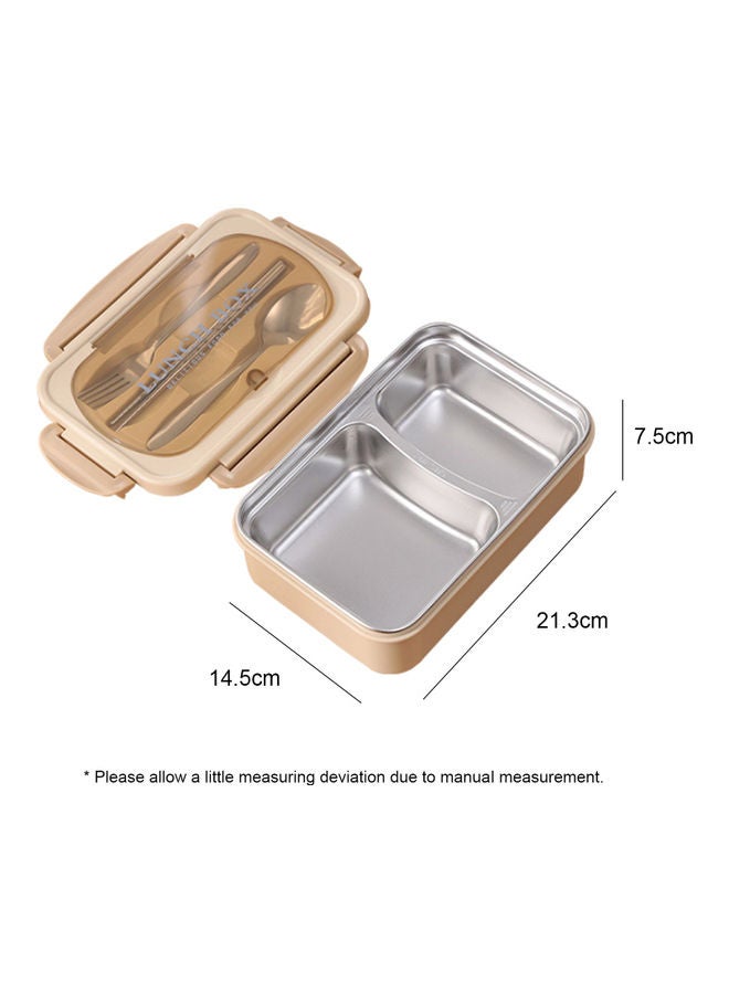 إسكدنيا حاويات طعام مُقسمة لتسخين الميكروويف مُزودة بملعقة وعيدان لتناول الطعام بيج 23.0x16.5x8.0سم - Image 2