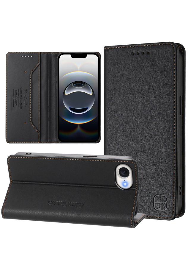 S-TOP Case For iPhone SE 2024 RC01 Dual-Folded Magnetic Suction RFID Leather Phone Case - Image 1