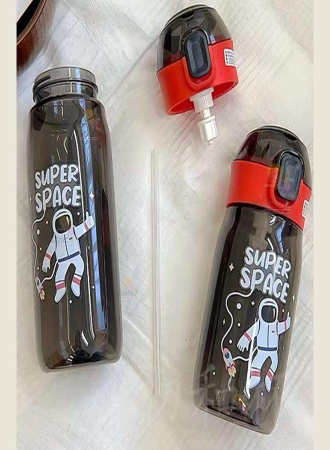 NETIZEN Cute Transparent Water Bottle With Straw One Touch Sipper for kids and School 630 ml (PACK of 1, Mulitcolor) - Image 3