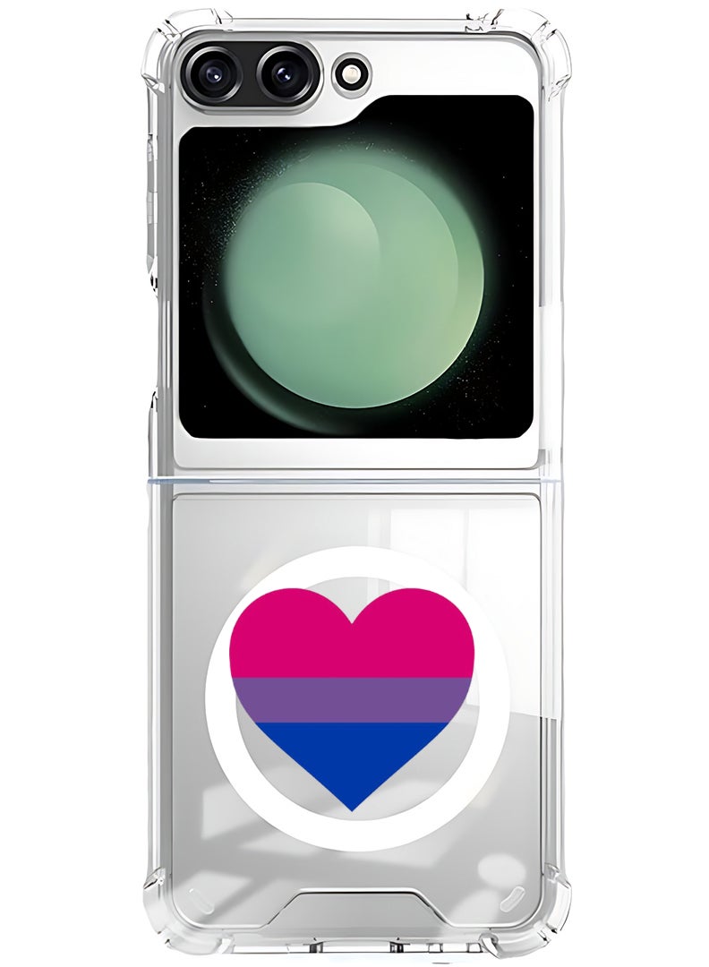 Theodor Magnetic Case for Samsung Galaxy Z Flip 5 Compatible with MagSafe Wireless Charging, Shockproof Phone Bumper Cover Heart 1 - Image 1