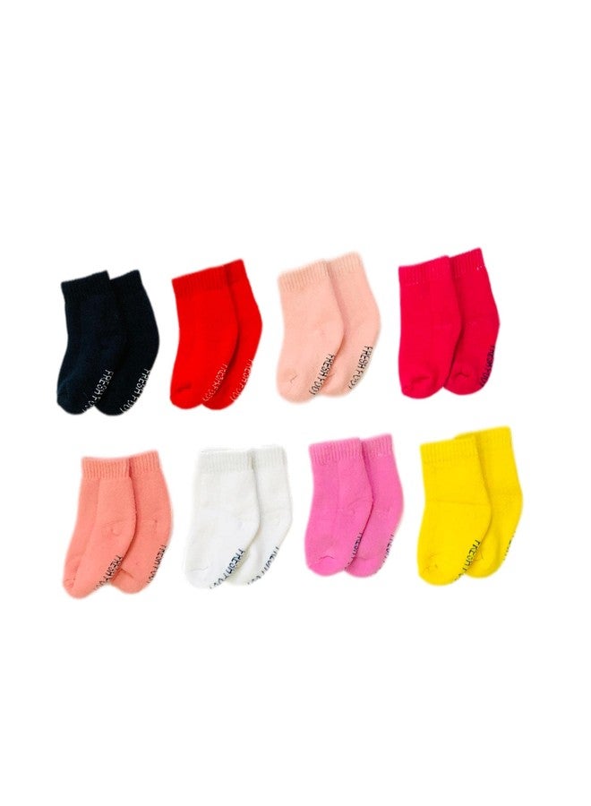 Freshfoot Cute and Colourful New Born Baby socks Set 0-12 Months (Size 0-12 Months) (Pack of 8) (Light Sade),Multicoloured (Solid Theme Boy (Pack of 8), 0-6) - Image 4