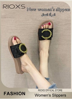 RIOXS Women's Summer Sequins Slippers, Non-Slip Open-toe Beach Sandals, Glitter Plain Sliders, Soft Thick-soled Sandals, Fashionable Women's Slide Sandal for Indoor Or Outdoor Use  - Image 2