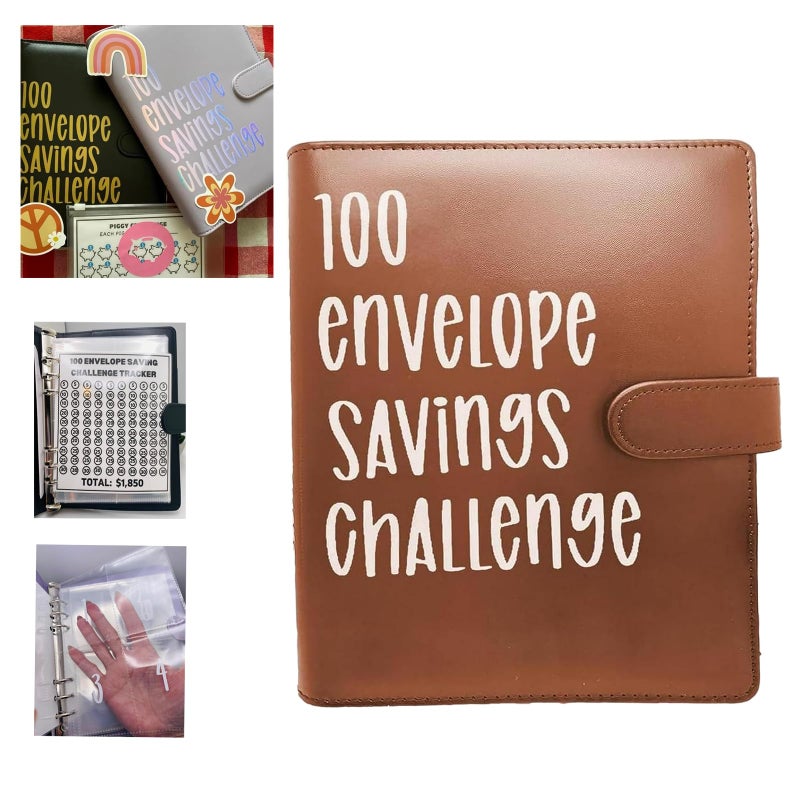 100 Envelope Challenge Binder, Easy and Fun Way to Save $5,050, Savings Challenges Budget Book Binder with Cash Envelopes for Budgeting Planner & Saving Money - Image 1