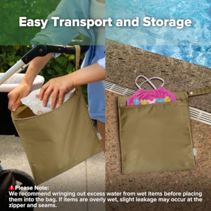 Waterproof Wet Bags for Baby Wet Dry Bags for Cloth Diaper, Swimsuit Travel, 2pcs - Image 4
