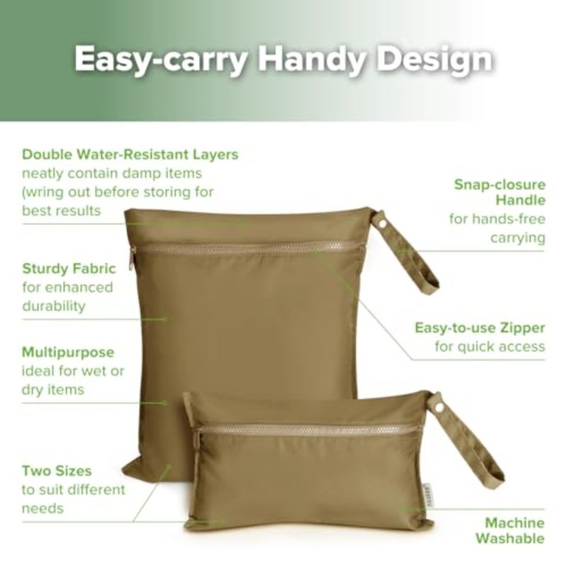 Waterproof Wet Bags for Baby Wet Dry Bags for Cloth Diaper, Swimsuit Travel, 2pcs - Image 3