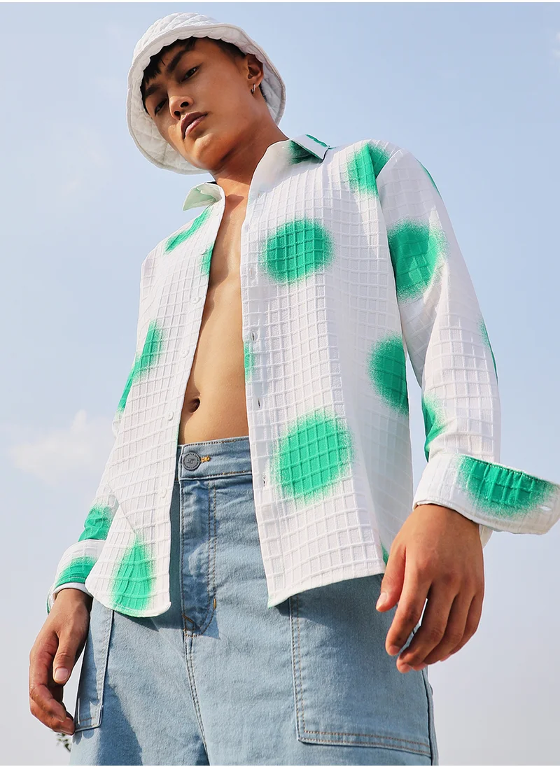 كامبوس سوترا Men's Chalk White:Emerald Green Spraypaint Shirt